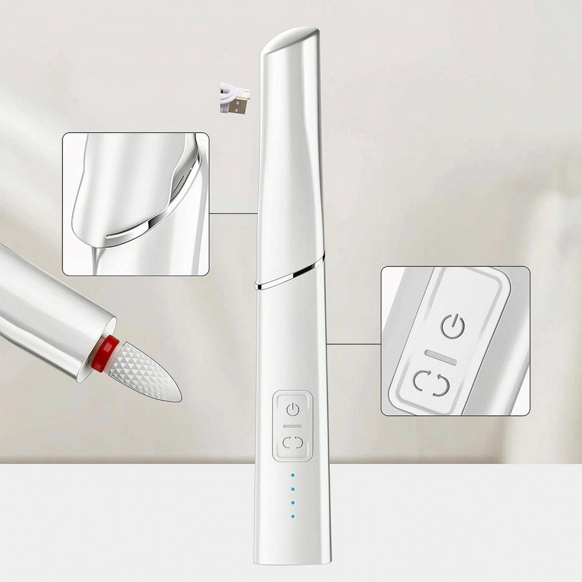 Handheld Nail Drill with Charging Base Lightweight Nail Drill with Bits Easy to Use Pen-Shaped for Manicurists
