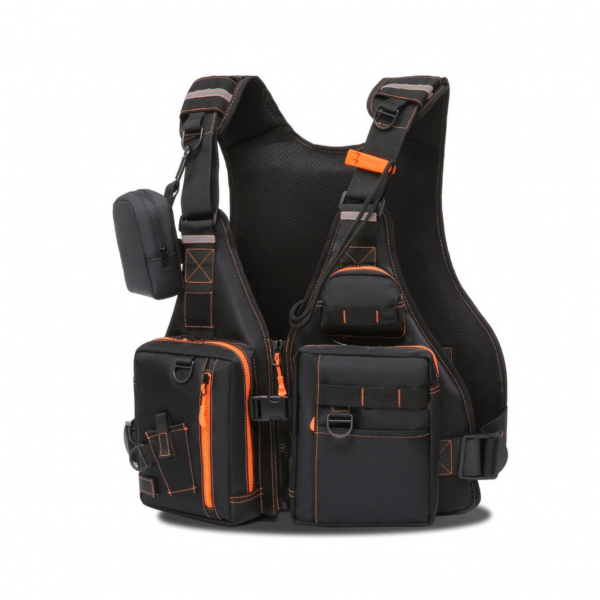 Buoyancy Vest with Whistle Adjustable Utility Vest Breathable Personal Flotation Device for Anglers, Fishing