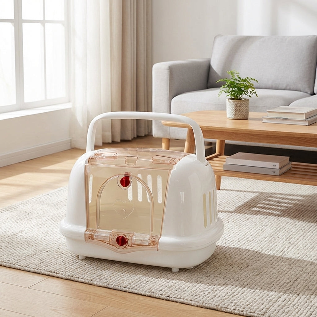 Cat Carrier Hard Sided Pet Travel Carrier PP Material Pet Transport Box with Slotted Sides, Cat Travel Bag for Pet Dog Medium