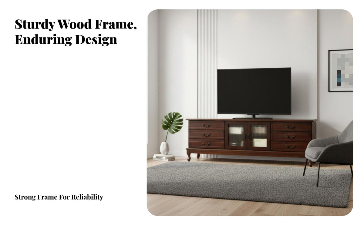 Matching Coffee Table Available Low-Profile Cabinet with Drawers Modern Simple Design TV Stand Ample Storage Media Console Sturdy Construction for Homeowners, Renters, Families, Living Room, Bedroom, Apartment