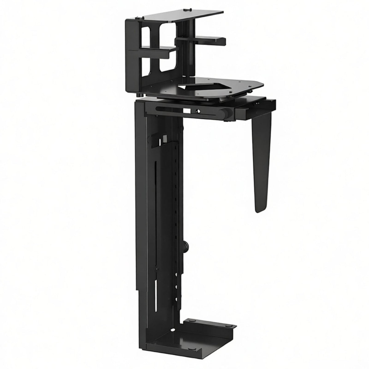 PC Case Hanging Rack, No-Drill Desk Mount, Adjustable Clamp Desktop Organizer