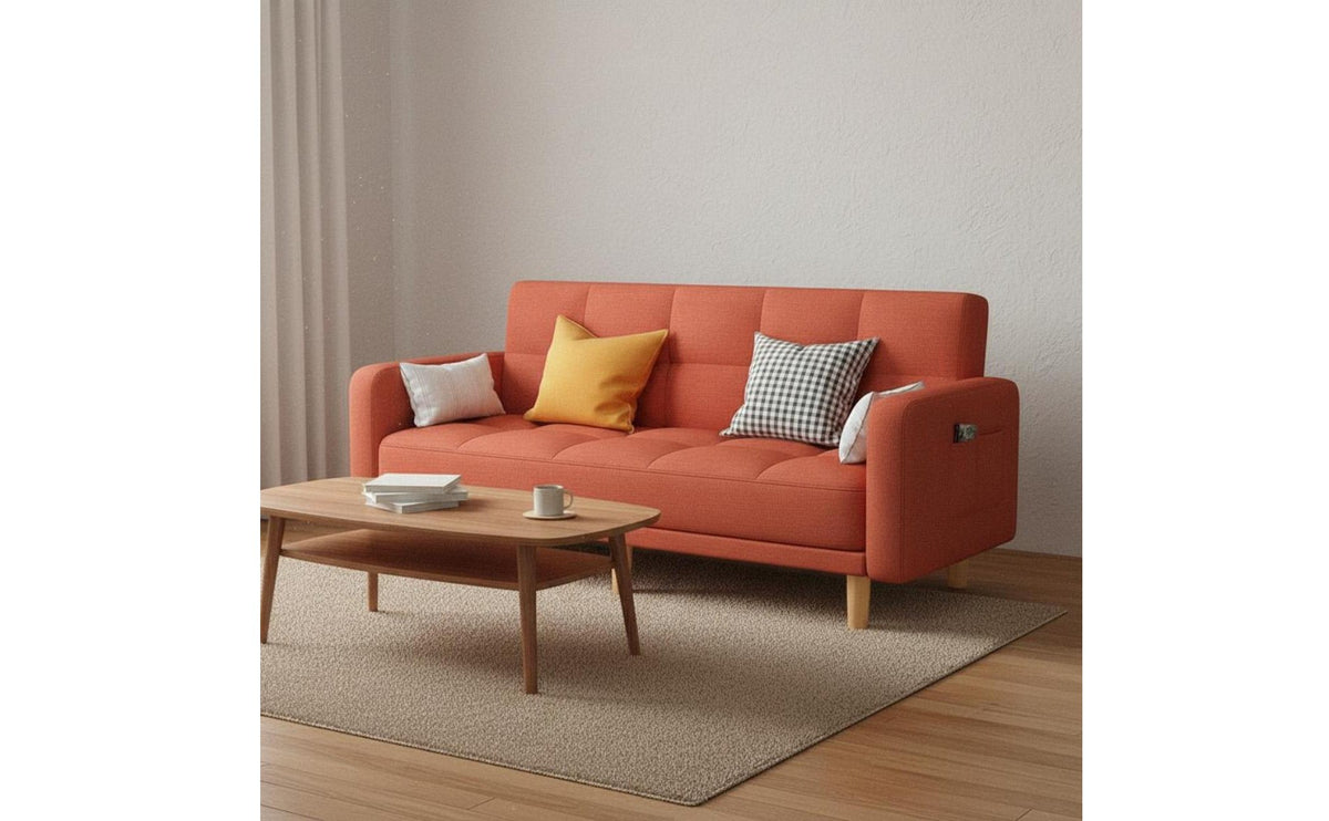 Multi-Functional-Purpose Convertible Sofa Bed Space-Saving Convertible Futon Sofa Bed Easy Assembly Foldable Futon Couch Solid Wood Frame for Bedroom