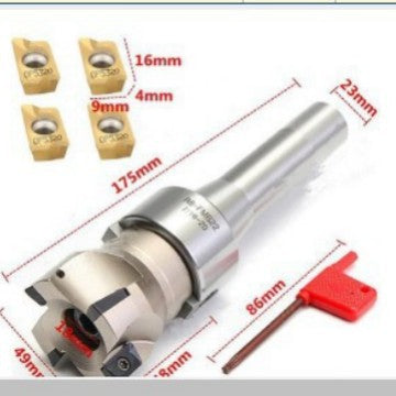 R8-FMB22 7/16 Inch Milling Cutter Holder with 400R Cutter Head and 4 APMT1604 Inserts