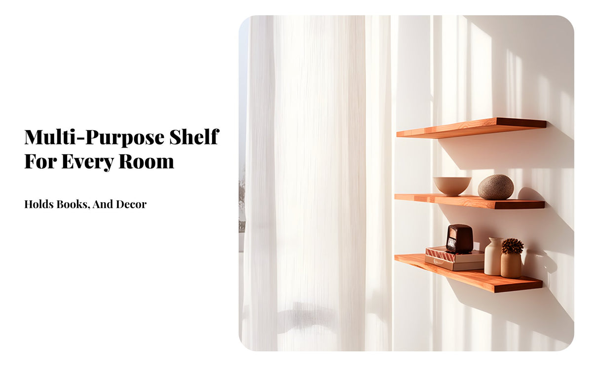 Space-Saving surfacemounted Wood board Sturdy vertical surface Shelf adaptable Display shelf Minimalist Design for Decor aficionados, property owners, Living Room, Bedroom, Hallway, Kitchen