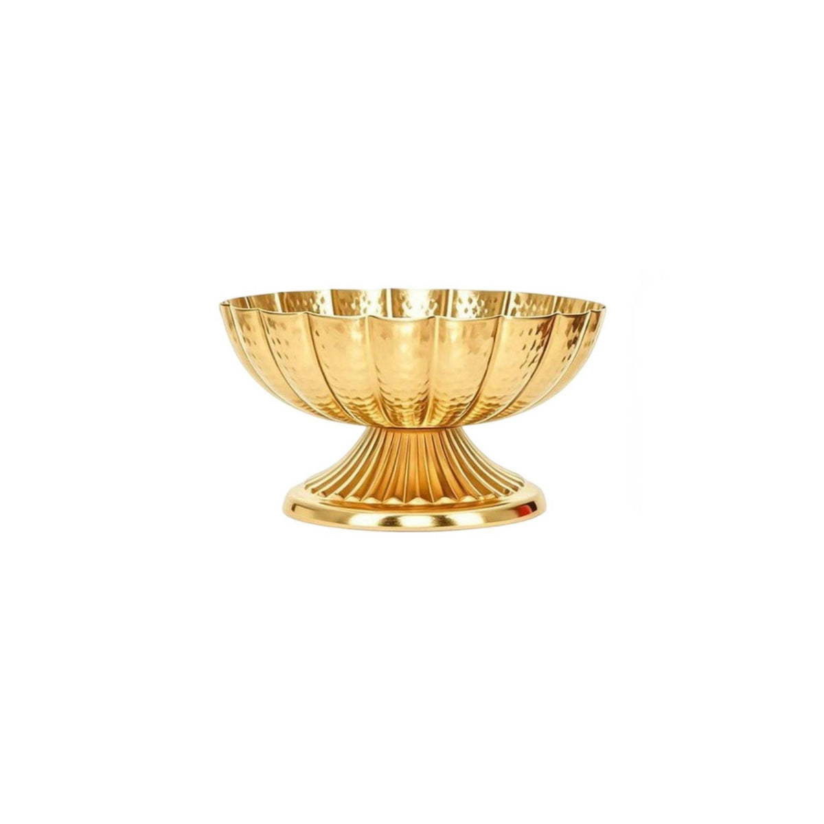 Fluted Pedestal Bowl Vertical Paneling Table Decoration Sculpted Edges