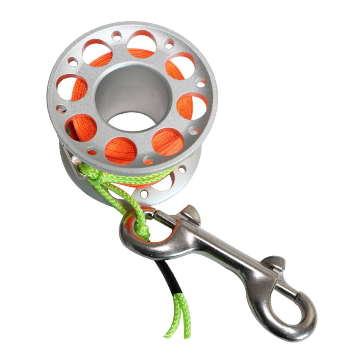 Compact Scuba Diving Reel Lightweight Finger Spool with Snap Hooks Aluminum Dive Reel with Bolt Snap Clip Portable for Underwater Navigation