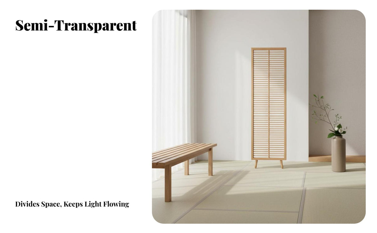 Japanese Aesthetic Freestanding Slatted Screen Modern Minimalist Design Room Divider Movable Partition Wall No Installation Required for Home Decorators, Interior Designers, Small Business Owners, Entryway, Bedroom, Studio Apartment