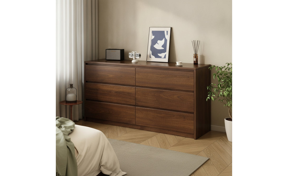 6-Drawer Dresser Handleless 6 Drawer Dresser Floor-Standing Storage Cabinet with Drawers for Bedroom, Living Room, Apartment