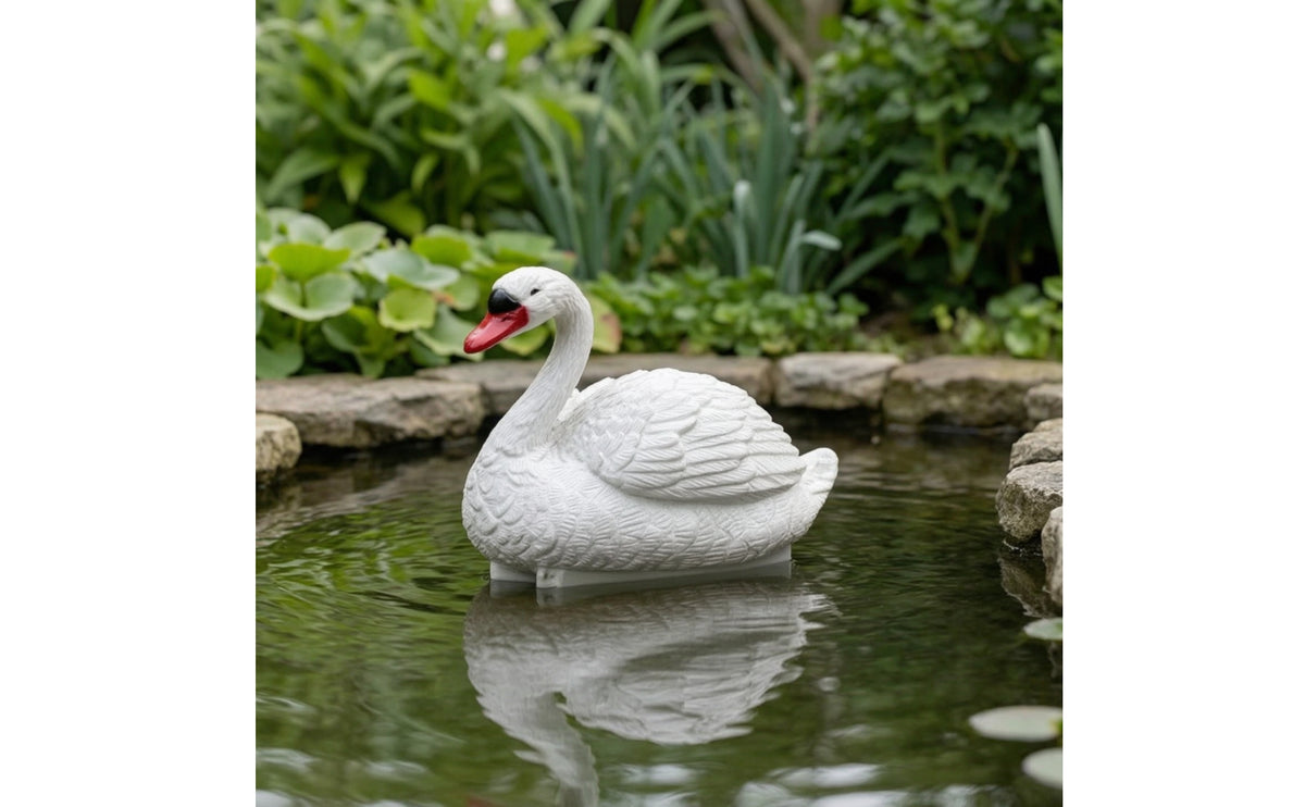 White Swan Ornament Floating Swan Figurine Plastic Animal Statue Decorative for Pond, Water Garden, Pool