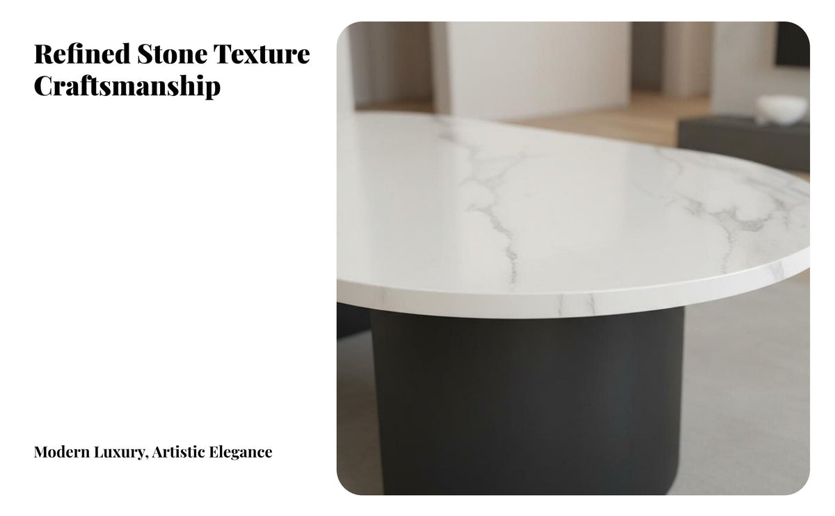 Faux Marble Top dual-level Oval Coffee Table Modern Minimalist design Living Room Furniture Space-Saving Home Furnishing Sturdy Construction for Apartment Dwellers, Office Managers, Interior Designers, Lounge, Reception Area, Bedroom