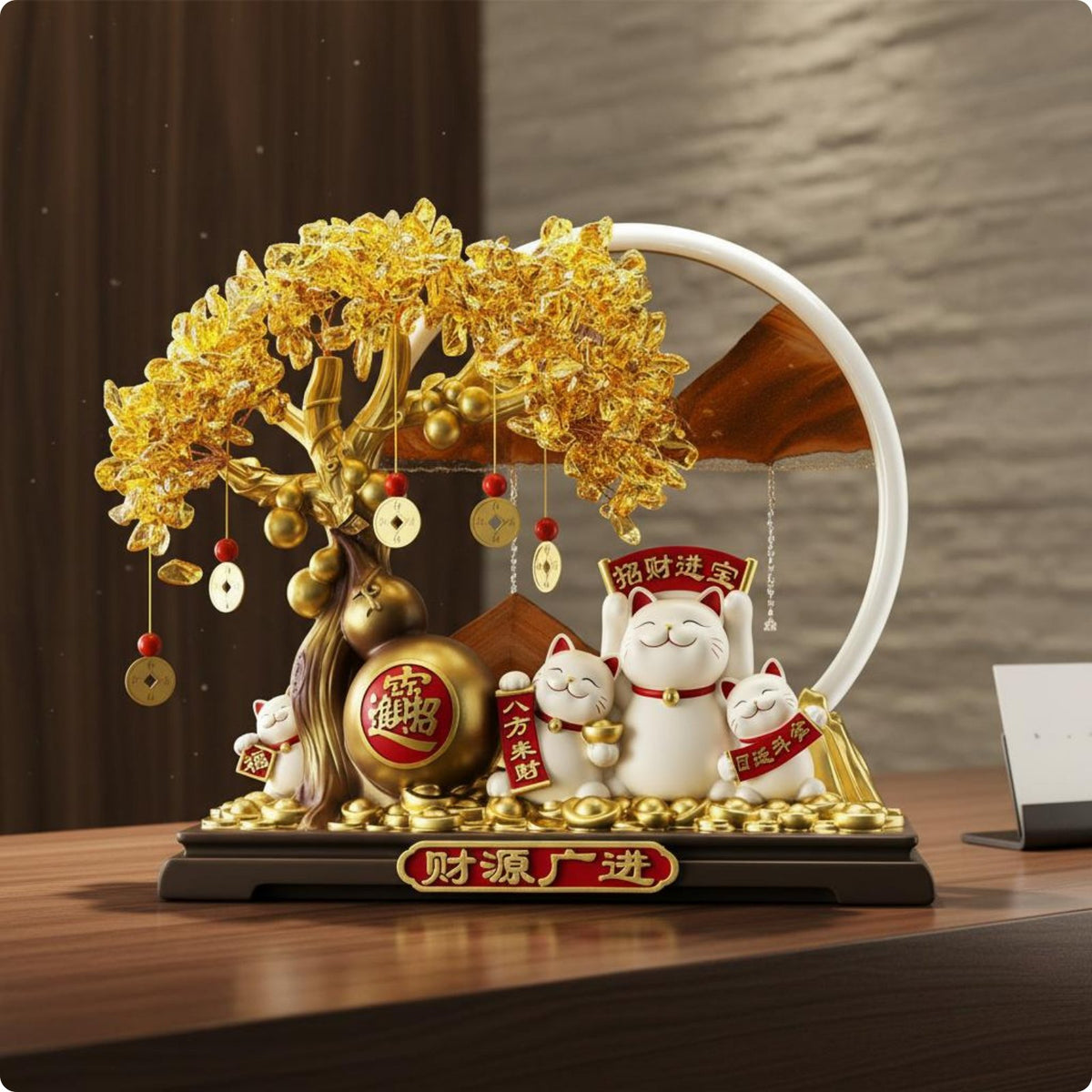 Welcoming Cat Figurine Statue Opening Gift Fortunate Cat Figurine Wealth and Prosperity Auspicious Ornament for New Shop Owners