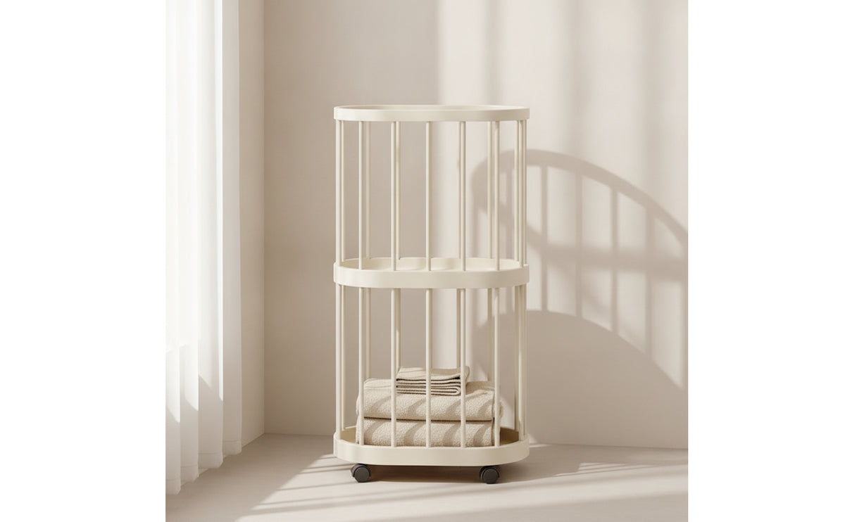 Rolling Storage Basket Ventilated Laundry Hamper with Wheels Mobile Rolling Hamper for Washroom, Entryway