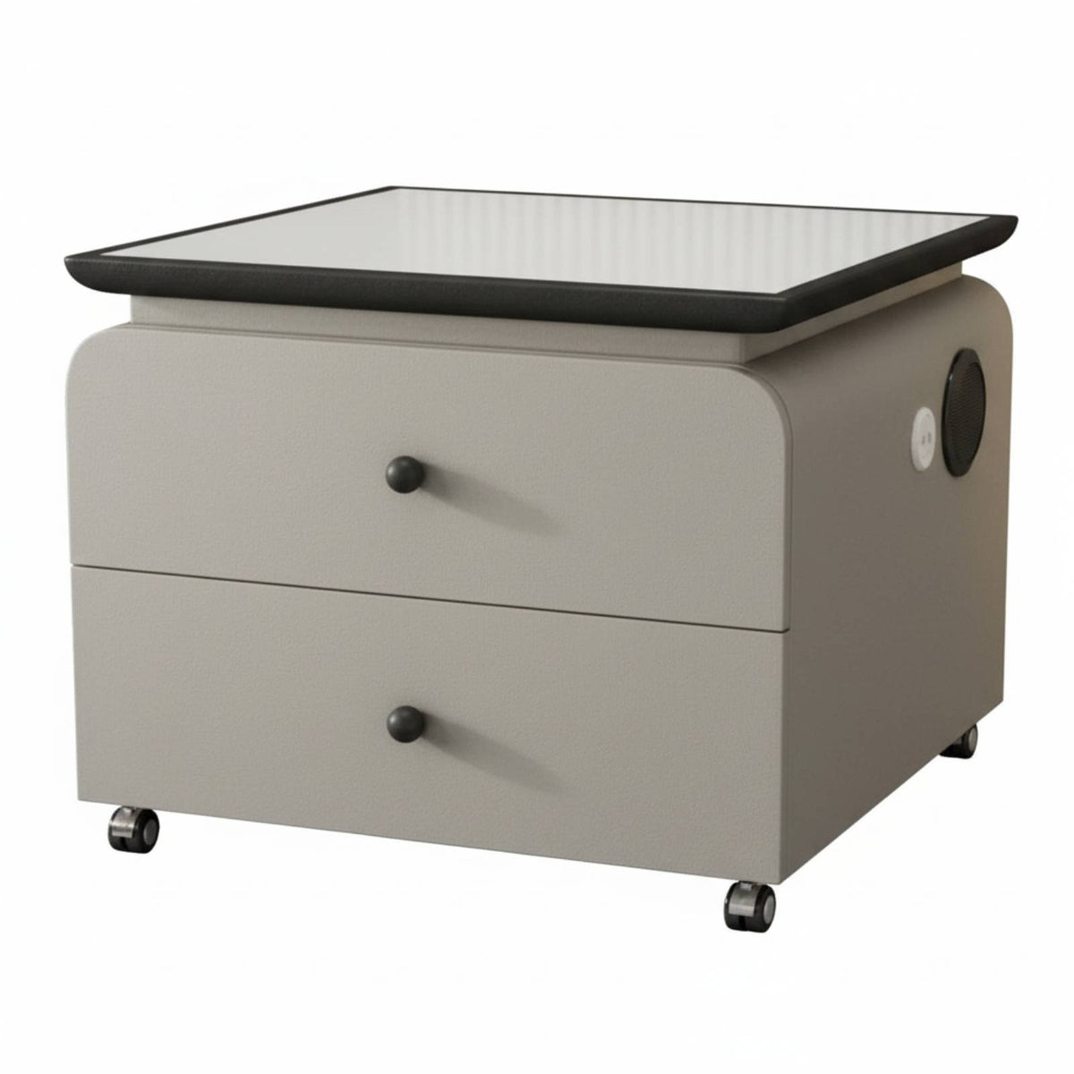 Square Nightstand with Drawer Luxury Aesthetic Bedside Storage Cabinet