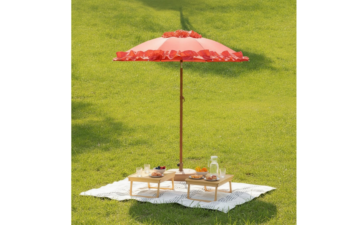 Parasol with Lace Trim Ruffled Lace Parasol Umbrella Straight-Shaft Performance Umbrella for Photographers, Dance Performances, Weddings