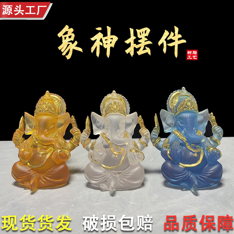 Ganesha Elephant God Resin Figurine Thai Style Decorative Craft