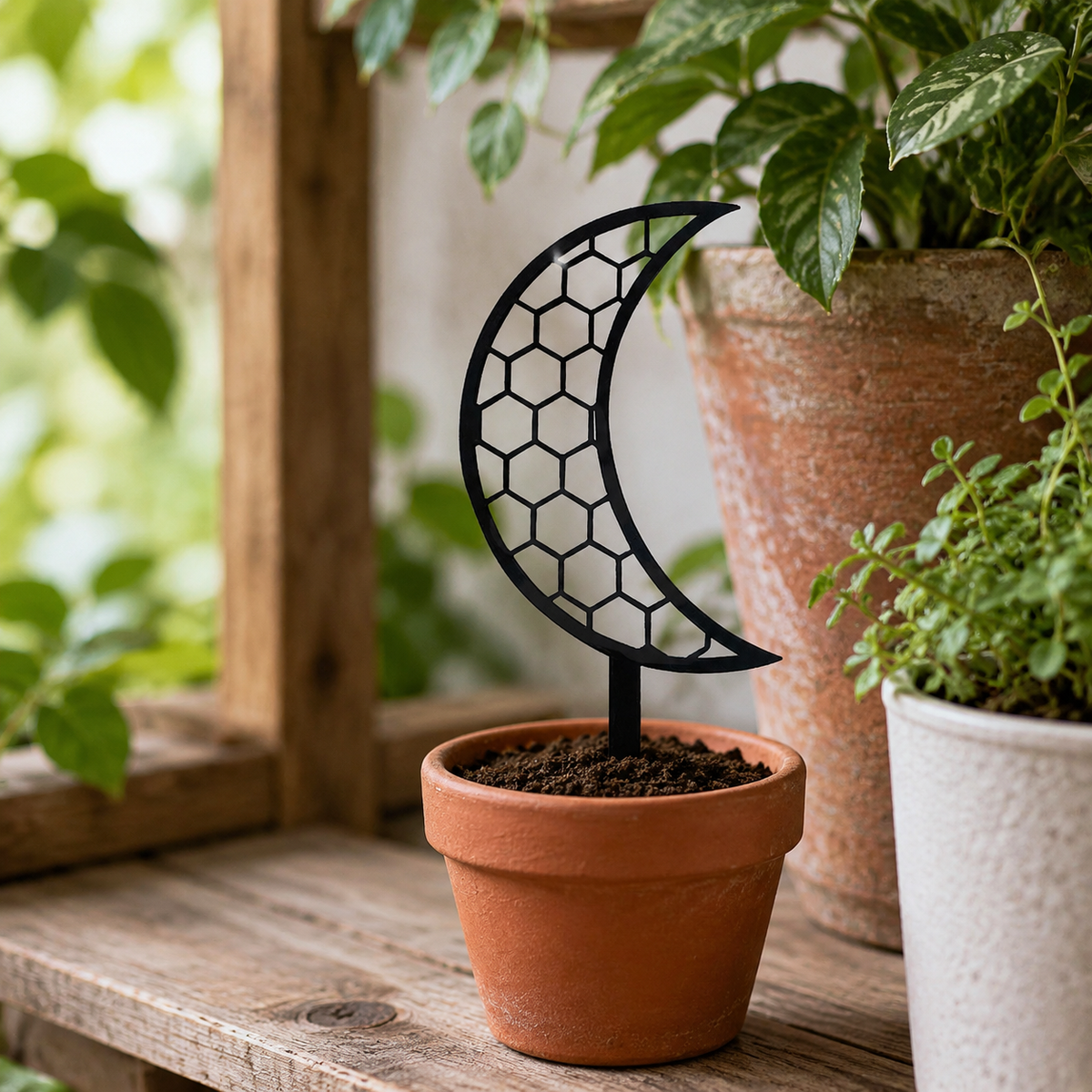 Moon-shaped Plant Support Trellis for Potted Plants, Garden Greenery, and Climbing Flowers - Balcony Decorative Stand