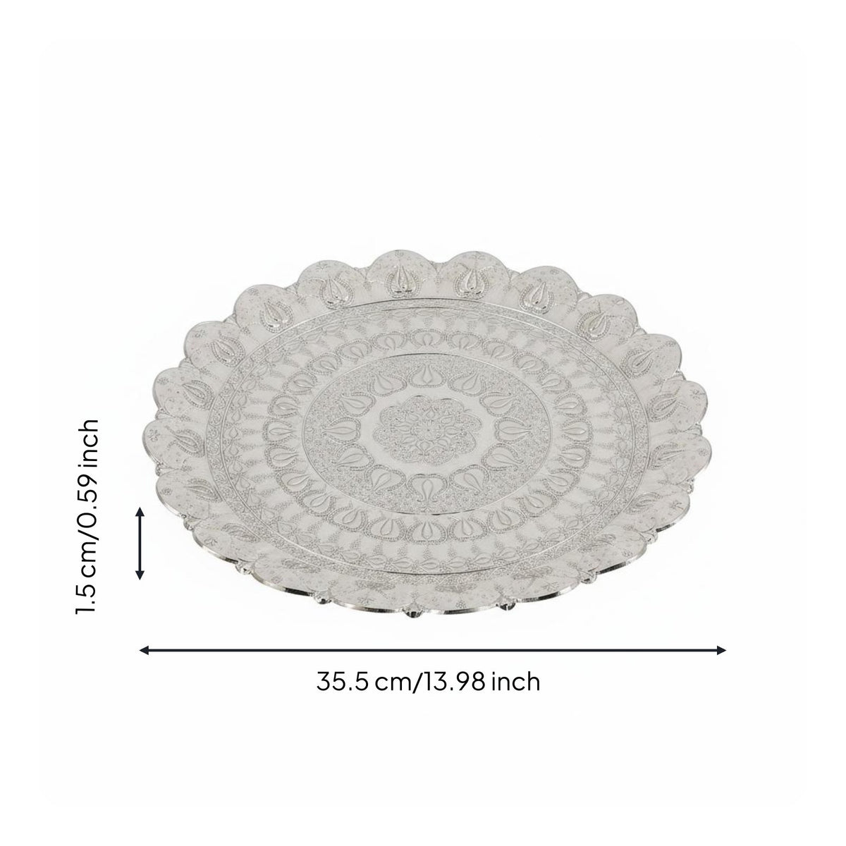 Gold Round Tray Elegant Ornate Fruit Plate Easy to Clean for Party