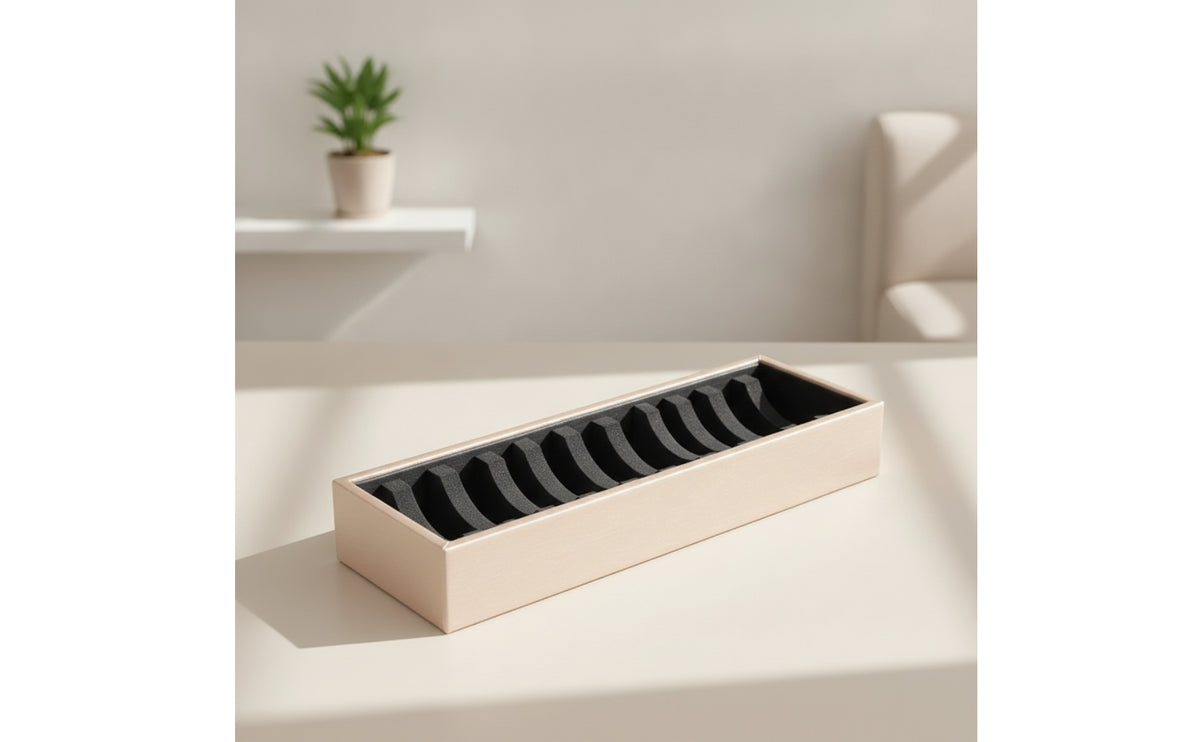 Jewelry Display Tray with Grooves 10-Groove Bracelet Display Tray Rectangular Leather-Like for Retailers, Countertop, Showcase