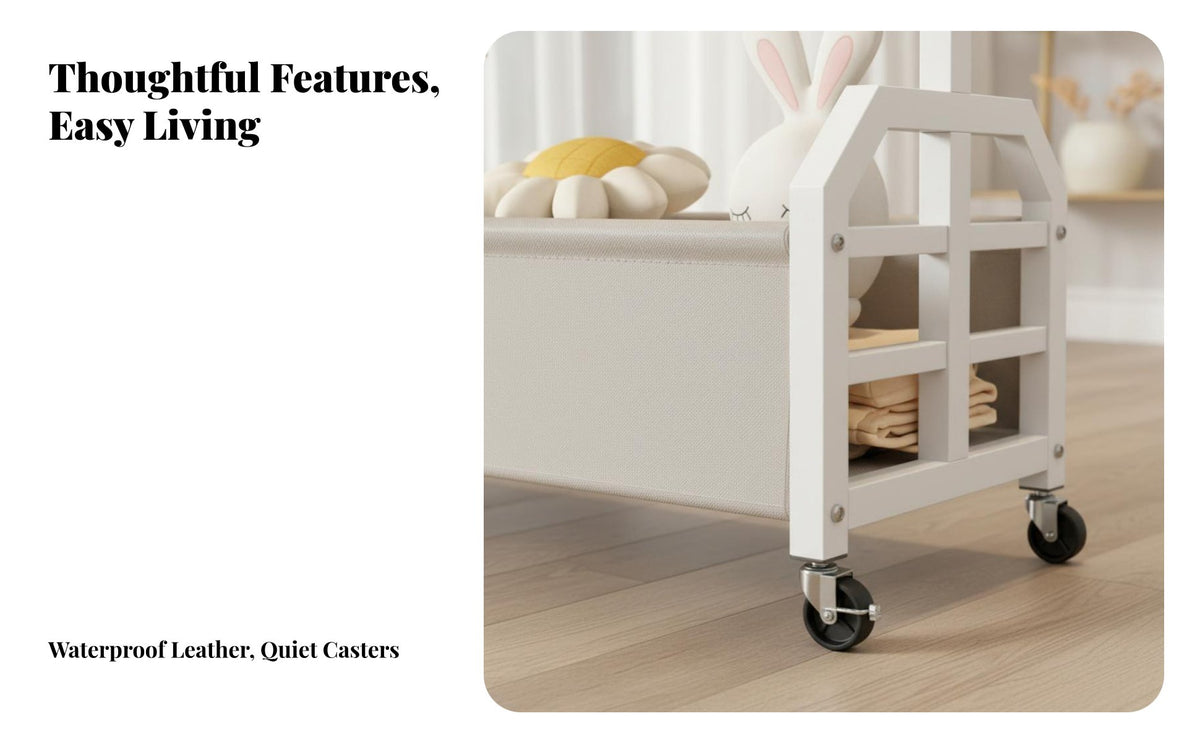 Mobile Design Wheeled Clothing Rail with footwear shelf Space-Saving Clothes Stand Easy Assembly Garment Organizer Minimalist design for Apartment Dwellers, Homeowners, Students, Bedroom, Dorm Room, Entryway, Cloakroom