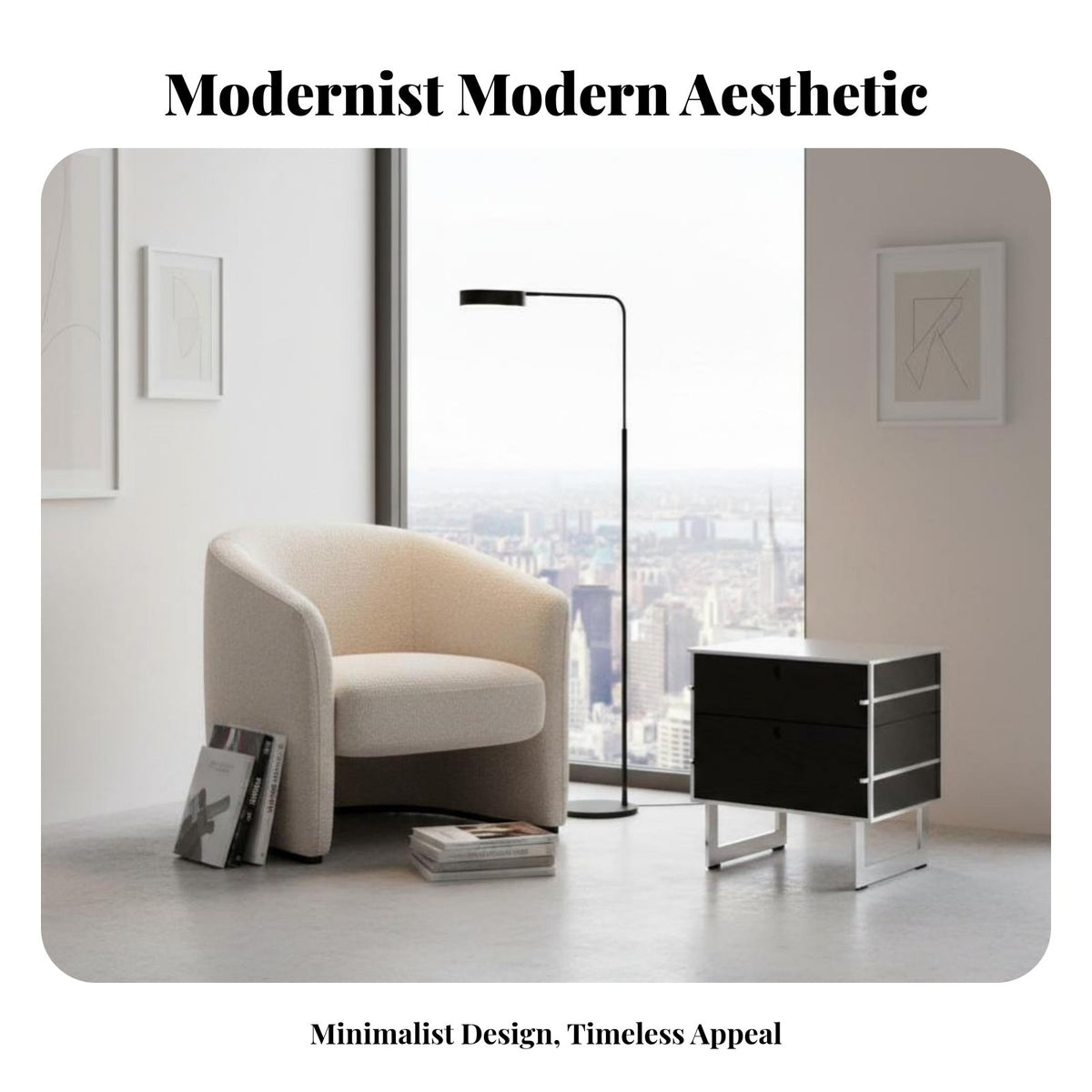 Bedside Vanity Table Modernist Design Nightstand Sturdy Construction for Apartment