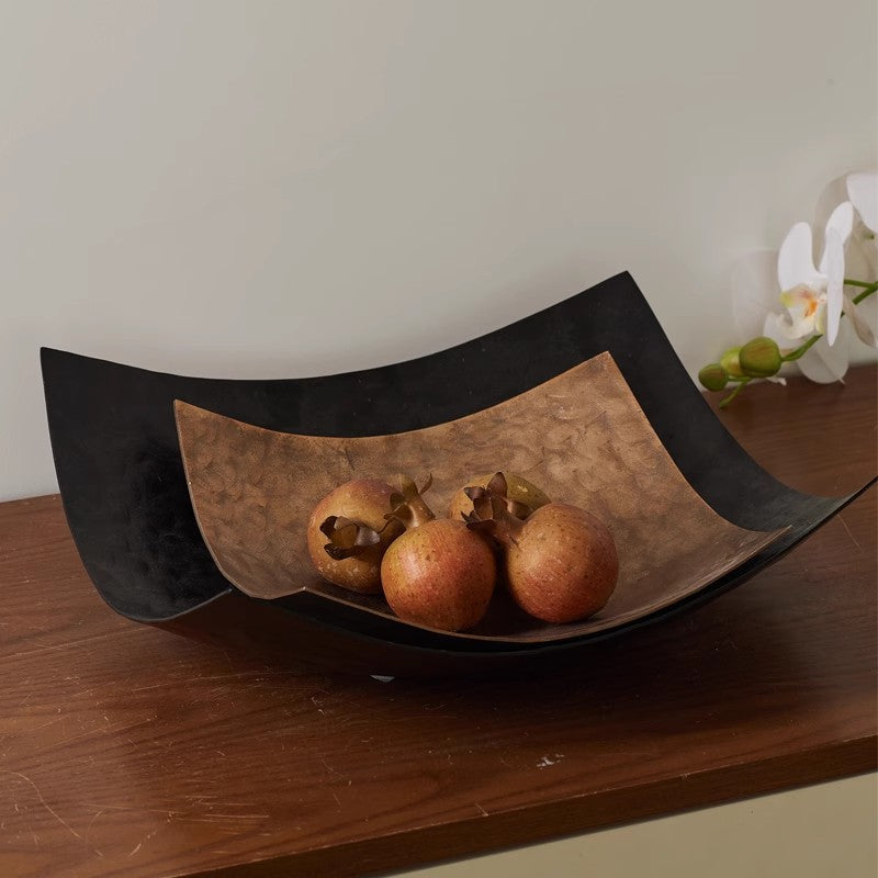 Indian Imported Aluminum Vintage Hammered Paper Shape Storage Fruit Bowl Decorative Piece