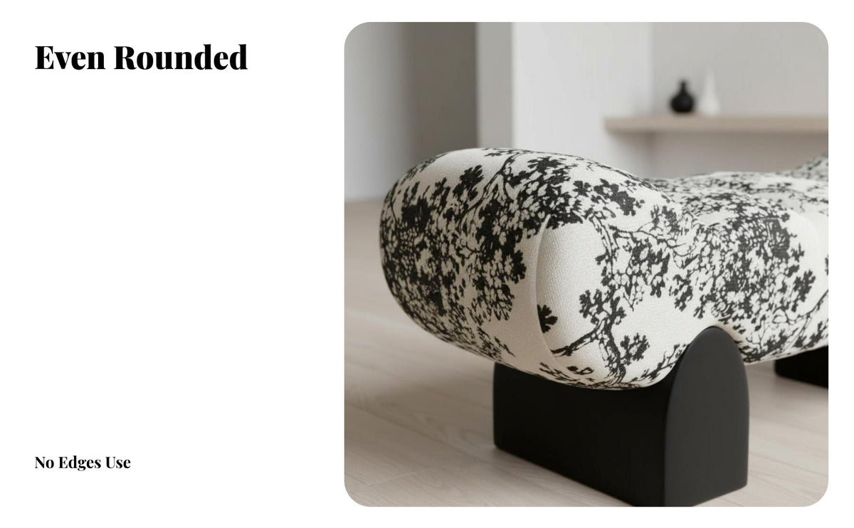 Multi-Functional Wavy Low Bench Nordic Aesthetic Accent Stool Vintage Inspired Indoor Furniture Padded Seat for Homeowners, designaware Adults, Interior Decorators, Entryway, Hallway, Bedroom, Living Room