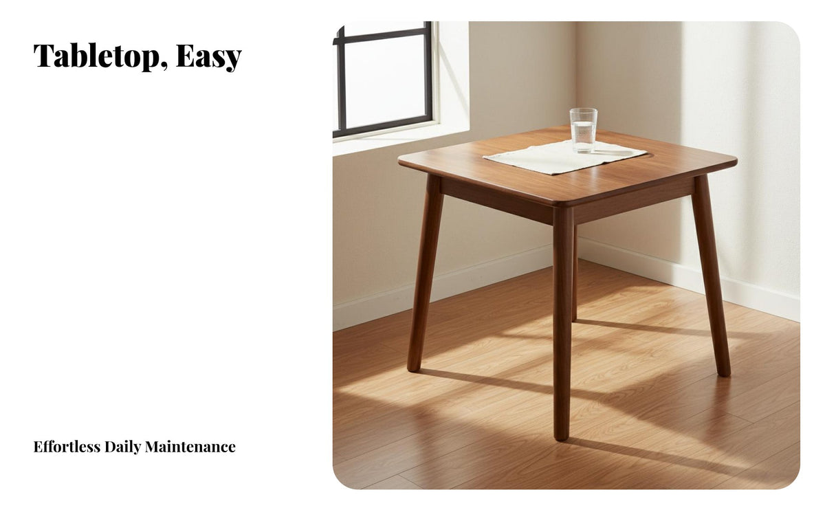 Minimalist Design Solid Wood Square Table Space-Saving Small Square Dining Table No Veneer Home Furniture Stable and Sturdy for Families, Couples, Homeowners, Breakfast Nook