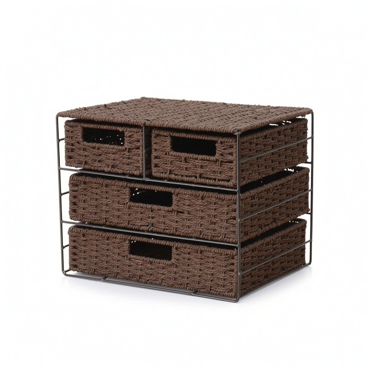 Decorative Woven Drawer Organizer Sturdy Desktop Organizer with Baskets Long-Lasting Chest of Drawers Multi-Functional for Closet Shelves