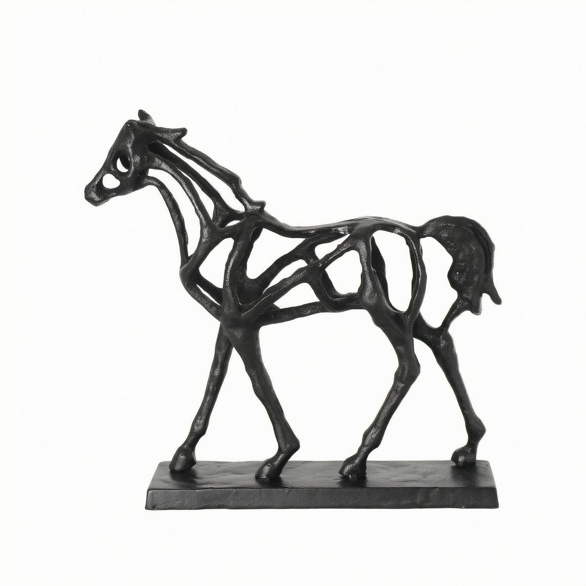 Cast Iron Horse Figurine Openwork Abstract Horse Sculpture Decorative Piece for Office, Home Display