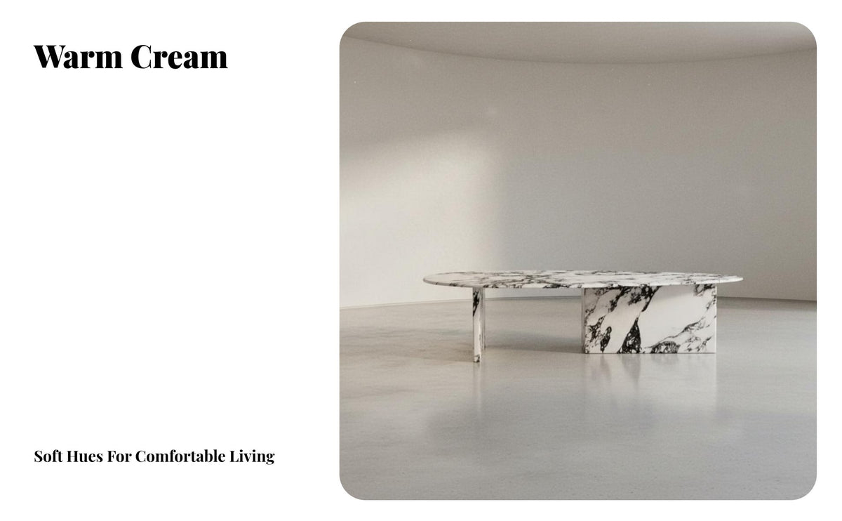 Creamy Aesthetic Pebble-Shaped Coffee Table French-Inspired Low silhouette Coffee Table Irregular Shape Accent Furniture Modern Design for Apartment Dwellers, Homeowners, Interior Designers, Living Room, Lounge Area, Office, Bedroom