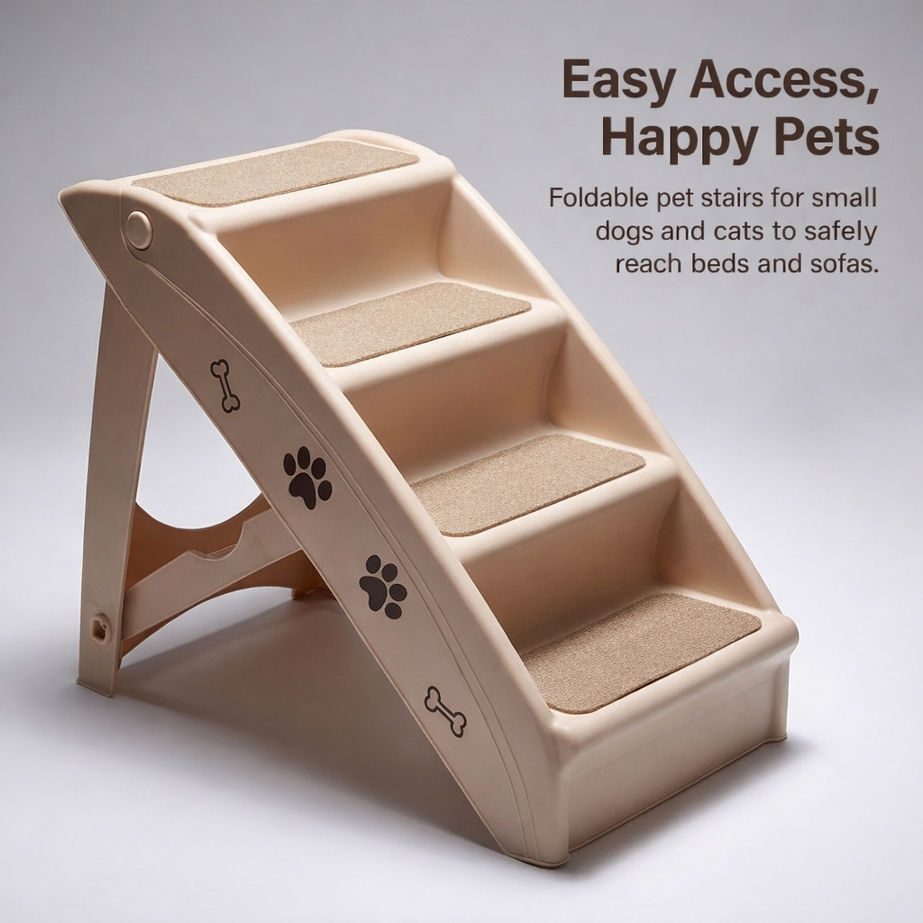 Dog Steps for Bed and Sofa with Foldable Design for Small Portable Pet Stairs with Gradual Incline, Lightweight Construction