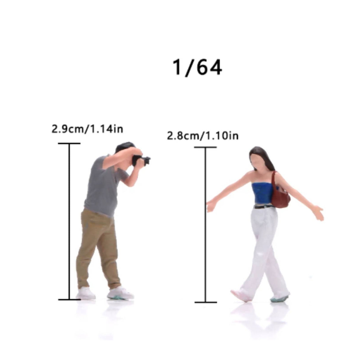 2 Pieces Street Portrait Miniature Figures Fine Detail Hand-Painted Resin Figurines Mini People Model