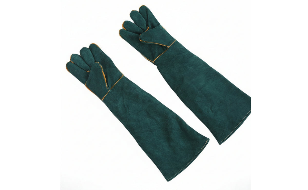 Leather Gloves with Long Cuffs Heavy Duty Bovine Leather Gloves with Extended Forearm Guard Guarding for Welders, Gardeners, Metalworking, Gardening