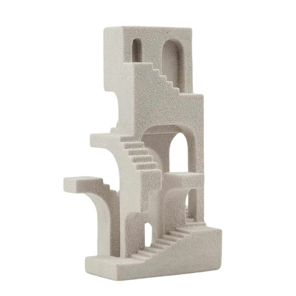 Architectural Sculpture Stone-Like Sculpture with Staircase Shapes Minimalist