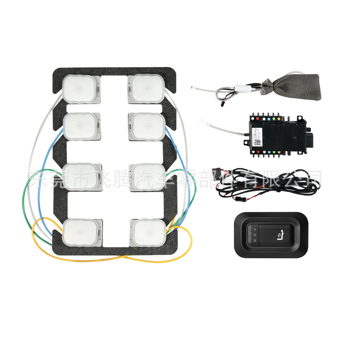 8-Point Pneumatic Massage System for Car Seats with TPU Air Bags, Quiet Aviation Seat Modification Accessory