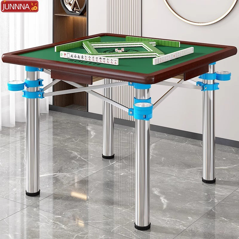 Folding Metal Mahjong Table with Chessboard, Multi-Purpose