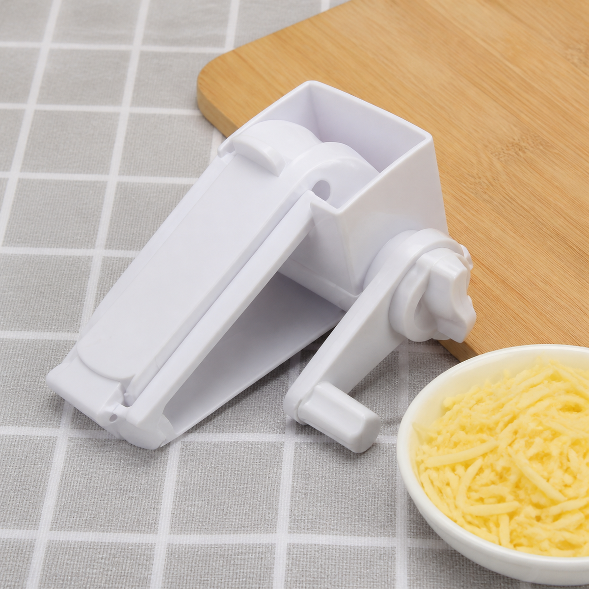 Rotary Cheese Grater, Manual Kitchen Grater for Ginger, White Synthetic Material with Fine Grating Surface