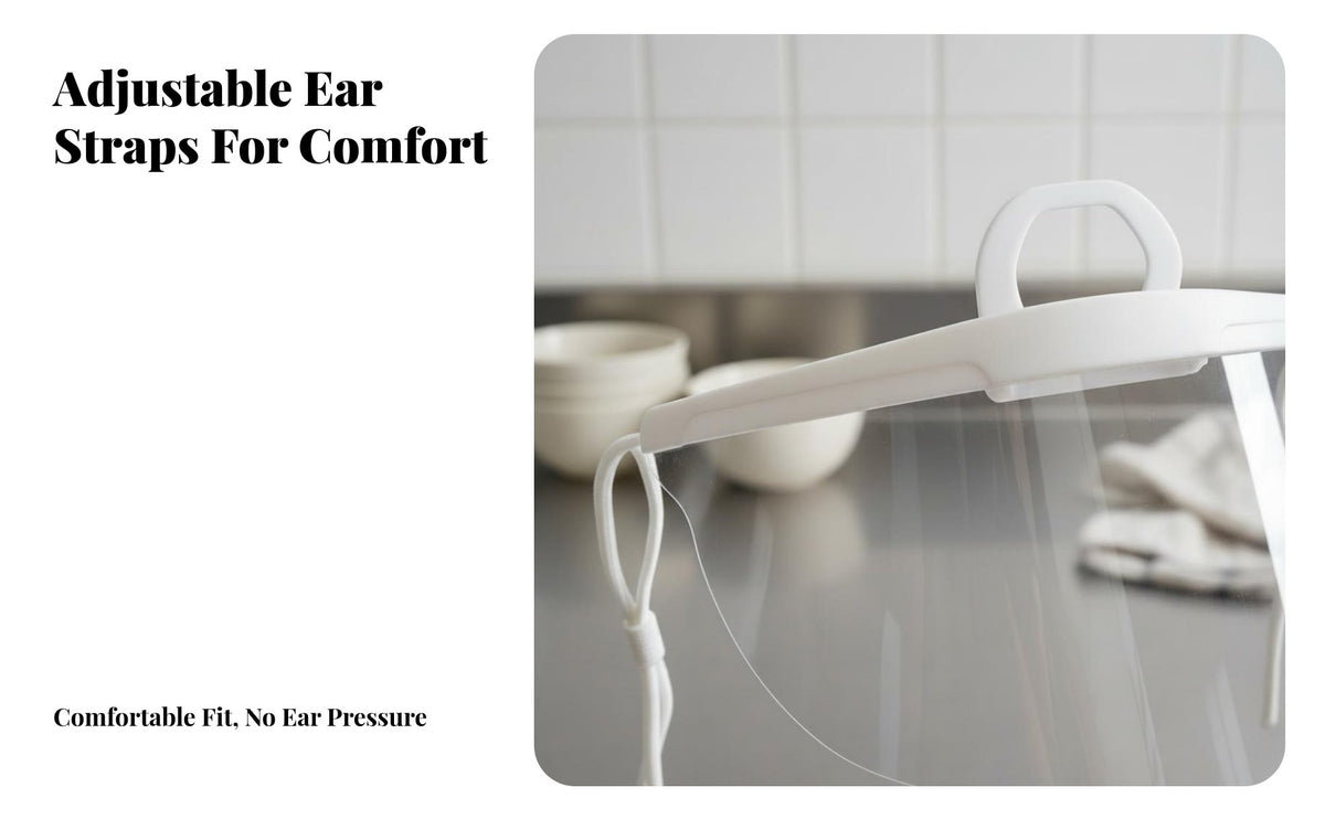 Anti-Fog Clear Food Service Mask Breathable Plastic Mouth Cover Adjustable Ear Loops for Chefs, Caterers, Catering, Kitchen, Beauty Salon