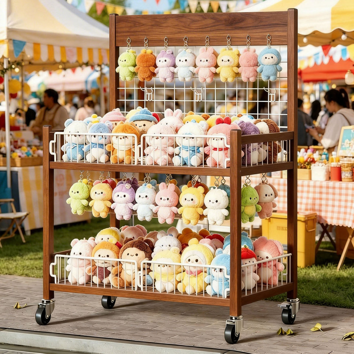 Outdoor Vendor Cart Display Rack for Toys, Bags, Accessories, and Blind Boxes