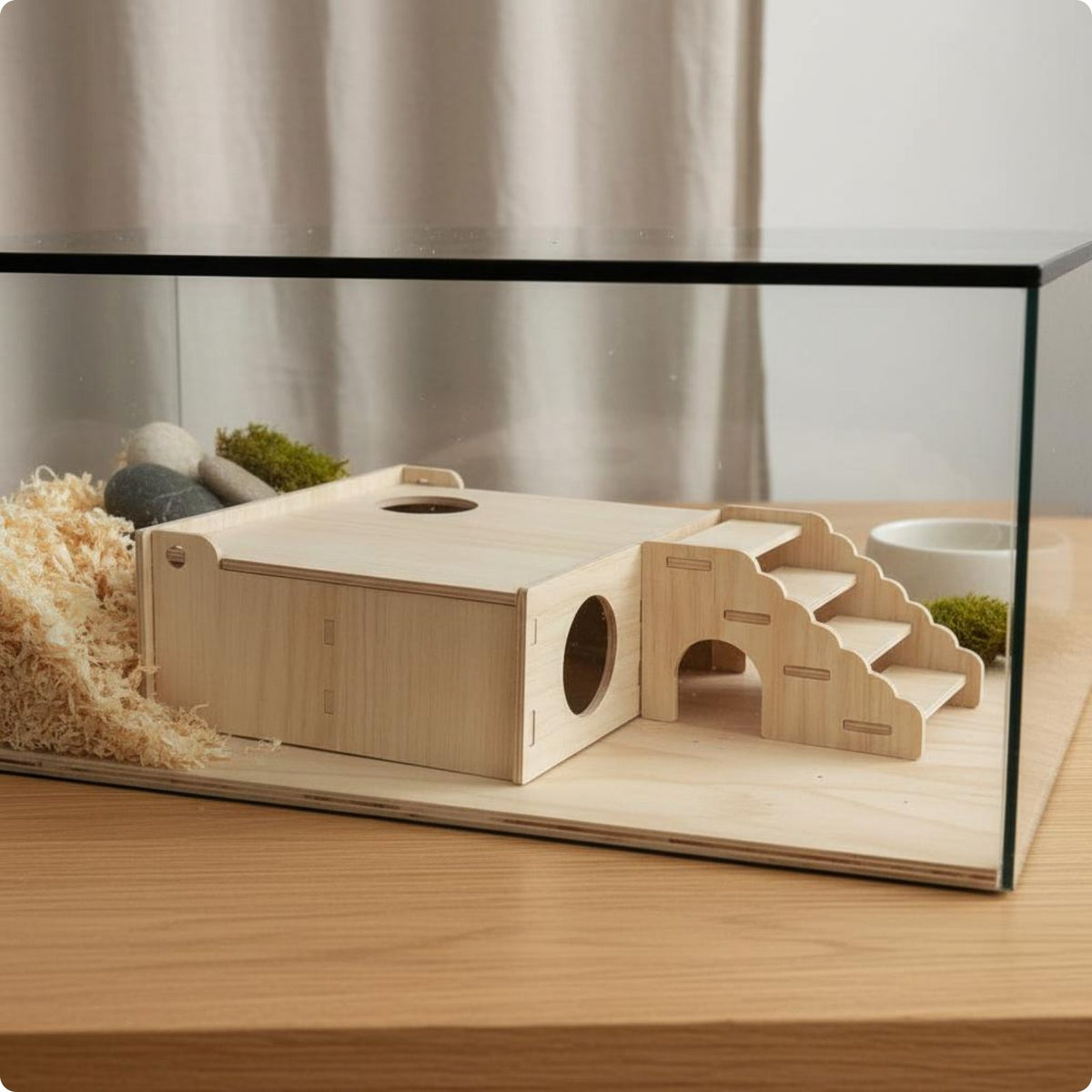 Wooden Hamster Hideout Natural Wood Small Pet Home Easy to Assemble