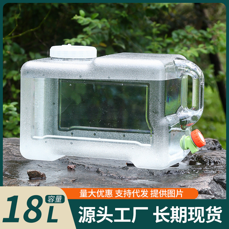 18L Transparent PC Water Bucket with Faucet for Camping and Travel