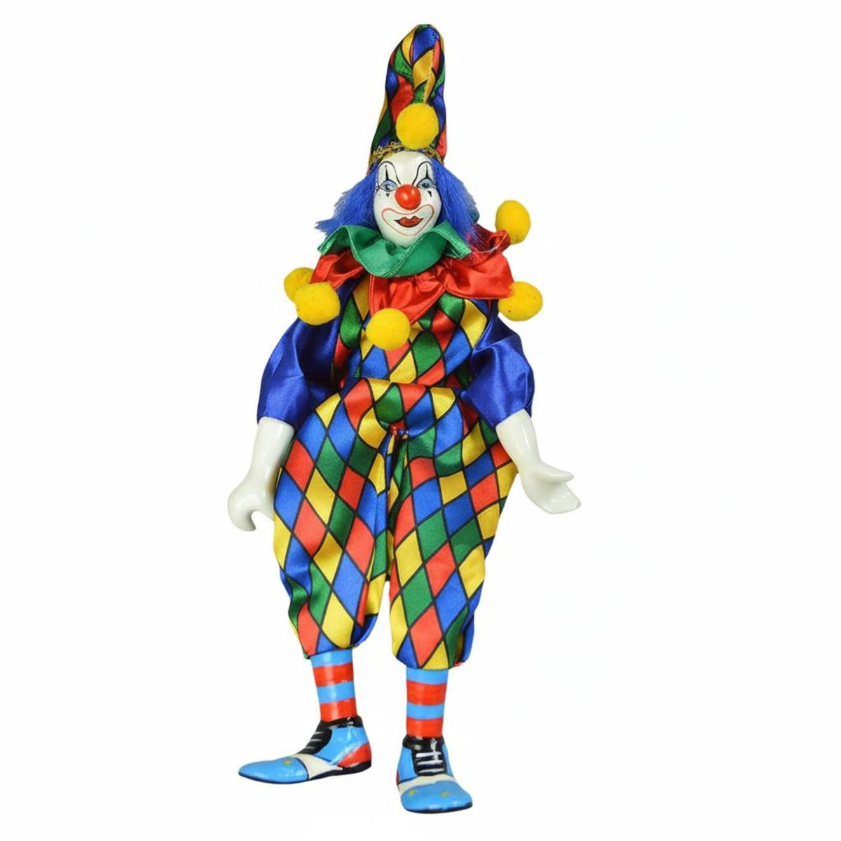 Dangling Leg Clown Doll Porcelain Head and Limbs Sitting Clown Shelf Ornament Souvenir Gift House Decoration for Collectors