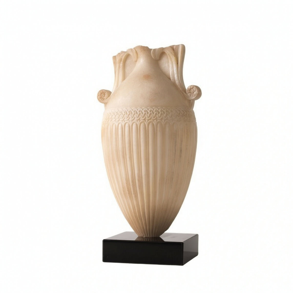 Vase with Black Base Embossed Urn Tall for Entryway