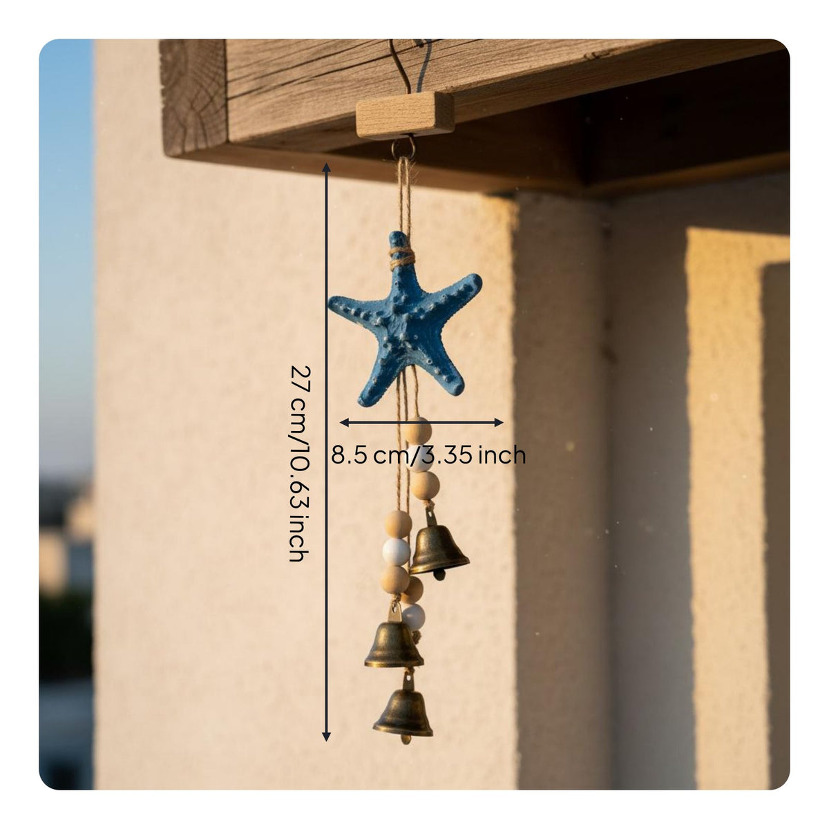 Sea Star Wind Chime Nautical Theme Turtle Hanging Ornament Handmade for Balcony