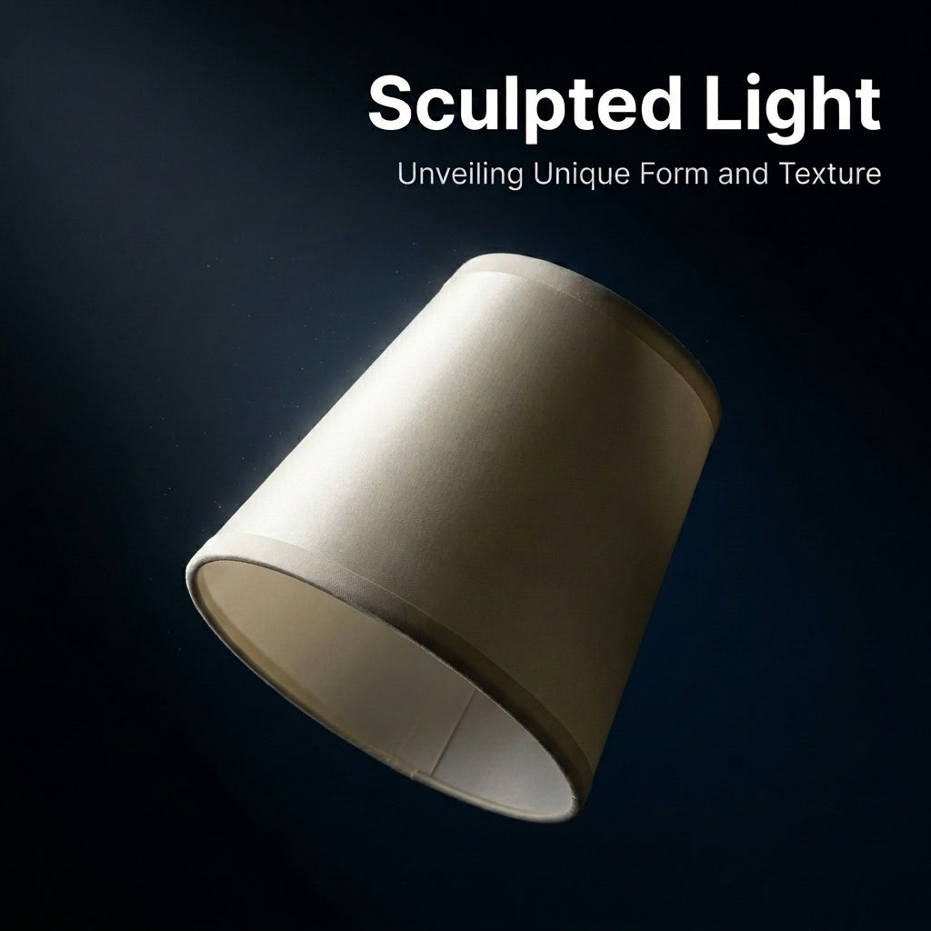 Light Shade with Clip-On Bulb Fitting for Ceiling and Wall Lamps, Textile Drum Lampshade for Living Room Linen Blend Chandelier