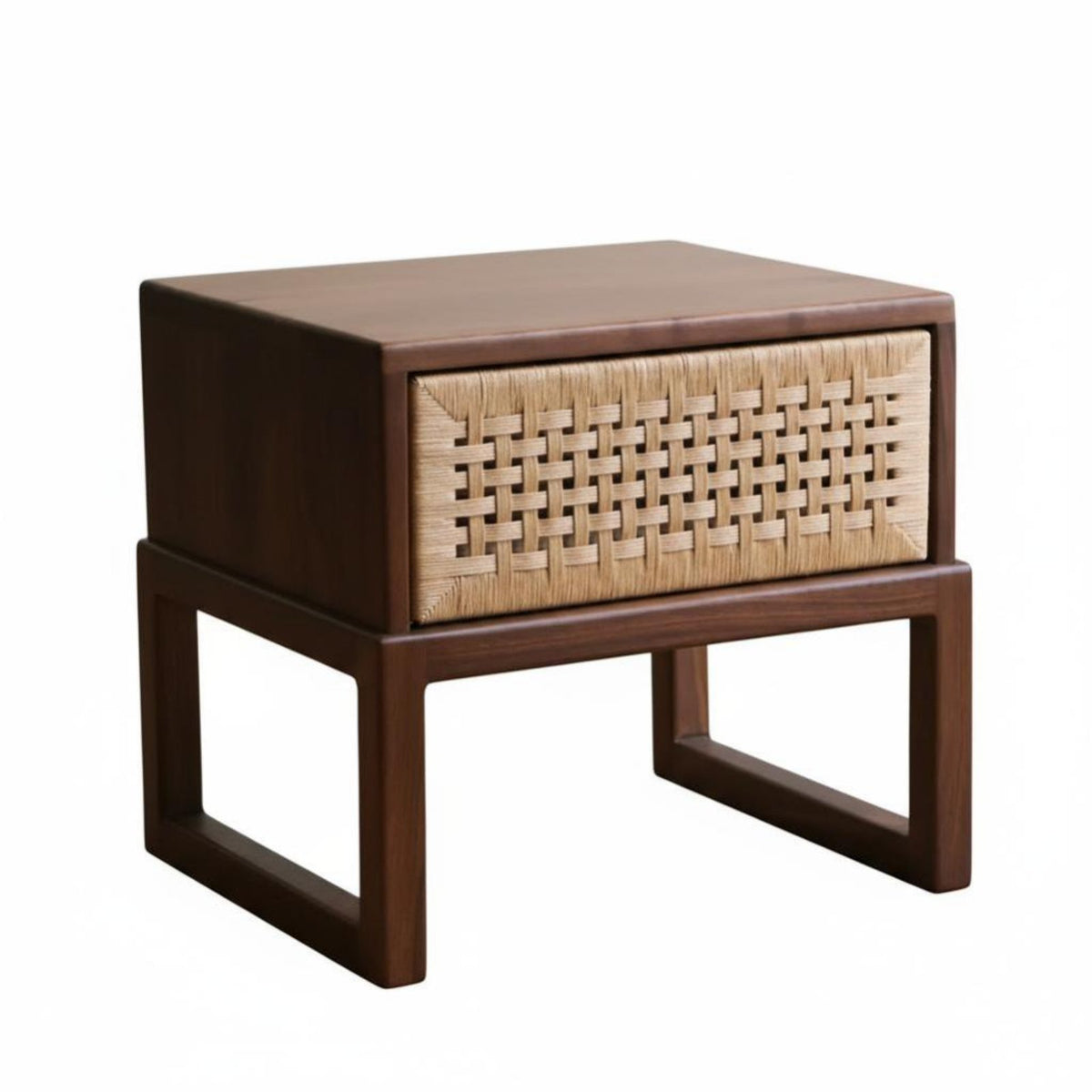 Rattan Drattan-wovener End Table Natural Imperfection Design Nightstand Woven Front for Hotel, Hosts