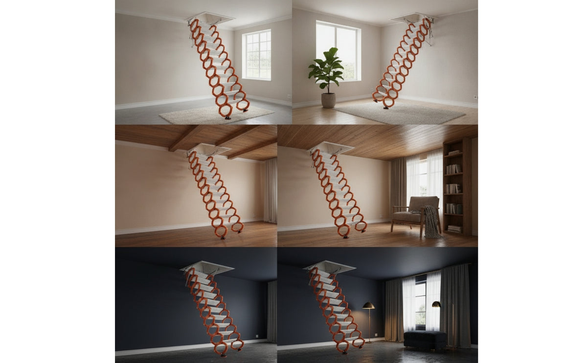 Retractable Attic Ladder Space-Saving Telescopic Attic Ladder Manual Folding Loft Steps for Homeowners, Overhead Opening