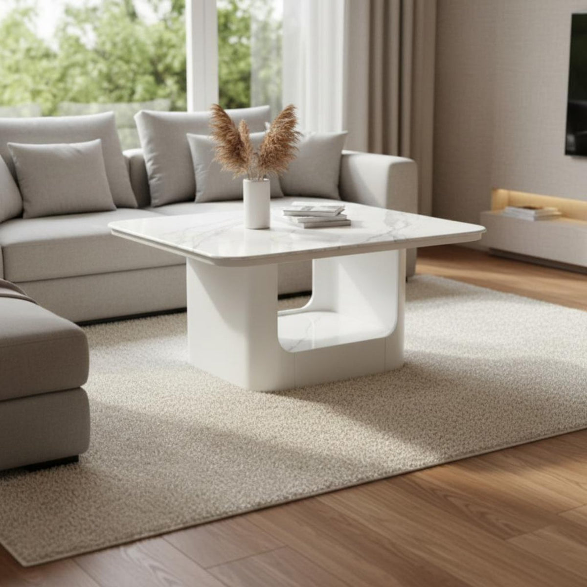 2 Pieces High-Low Nesting Tables Minimalist Look Coffee Table Set Versatile Arrangement Waterproof for Office, Reception Area