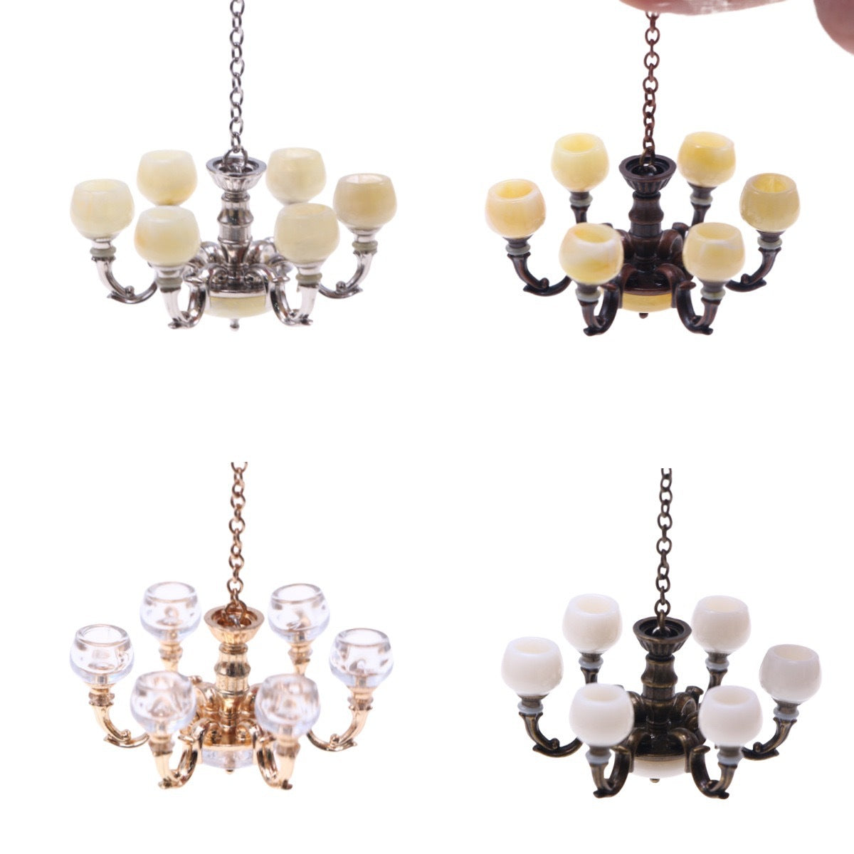 Dollhouse Miniature Alloy Chandelier for Living Room Decor
