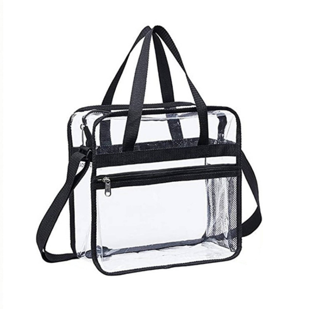 Zip-top Tote Bag Transparent Tote Boxy Waterproof Clear Shoulder Bag Zip Pocket Transparent Stadium Tote Shoulder Strap Travel Bag Carry Bag Shopping Bag Structured Design Suitable for Work Outdoor Events Markets